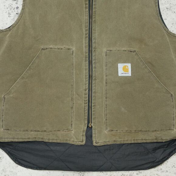Vintage Carhartt VQ1882 Chestnut Faded Brown Arctic Vest Size Large - Picture 4 of 9